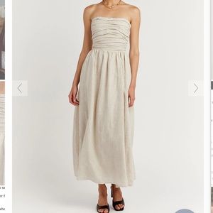NEWT DISSH LEXI NATURAL LINEN MIDI DRESS